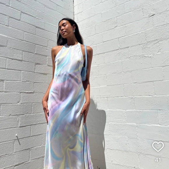silk laundry halter dress Silk Laundry | Long Halter Maxi Dress – Deadleaf | RIISE main image 1